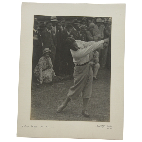 1930 Bobby Jones Mid-Swing at The Open Championship at Hoylake Platinotype Photo - Signed By Photographer