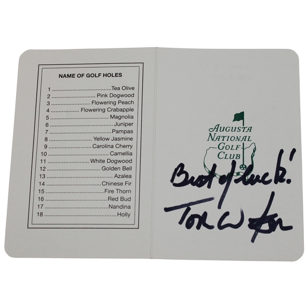 Tom Watson Signed Augusta National GC Scorecard JSA ALOA