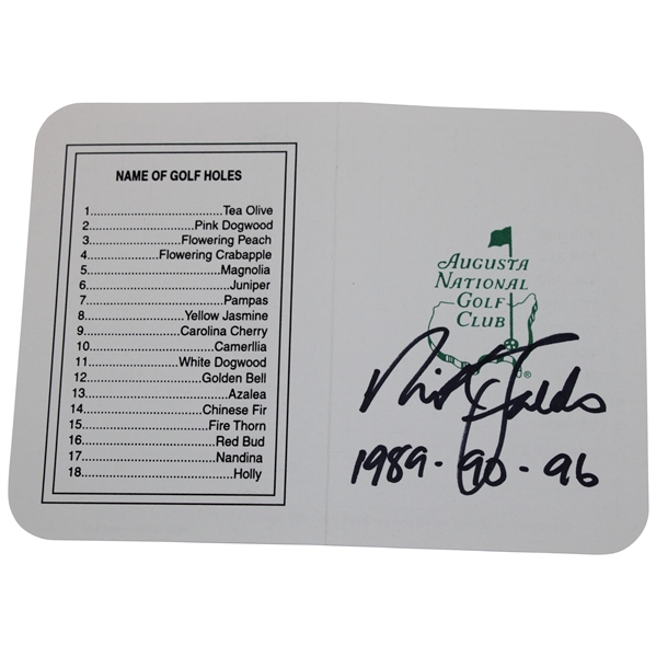 Nick Faldo Signed Augusta National GC Scorecard JSA ALOA