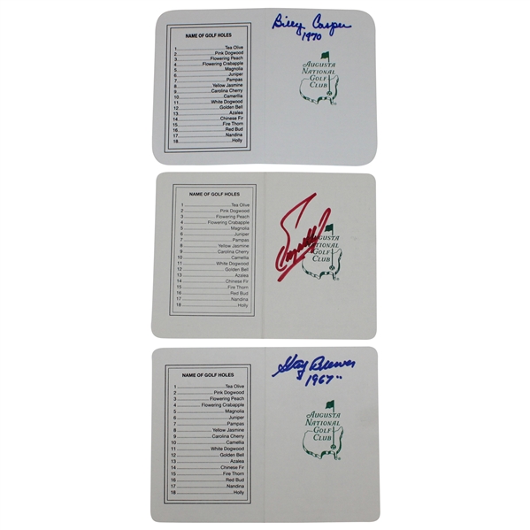 Billy Casper, Fuzzy Zoeller & Gay Brewer Signed Augusta National GC Scorecards JSA ALOA