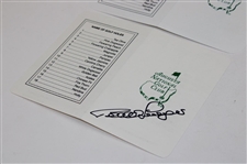 Ray Floyd, Larry Mize & Bernhard Langer Signed Augusta National GC Scorecards JSA ALOA