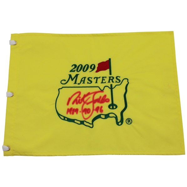 Nick Faldo Signed 2009 Masters Embroidered Flag w/Years Won JSA ALOA