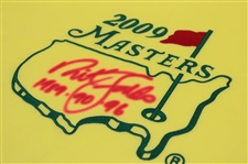 Nick Faldo Signed 2009 Masters Embroidered Flag w/Years Won JSA ALOA