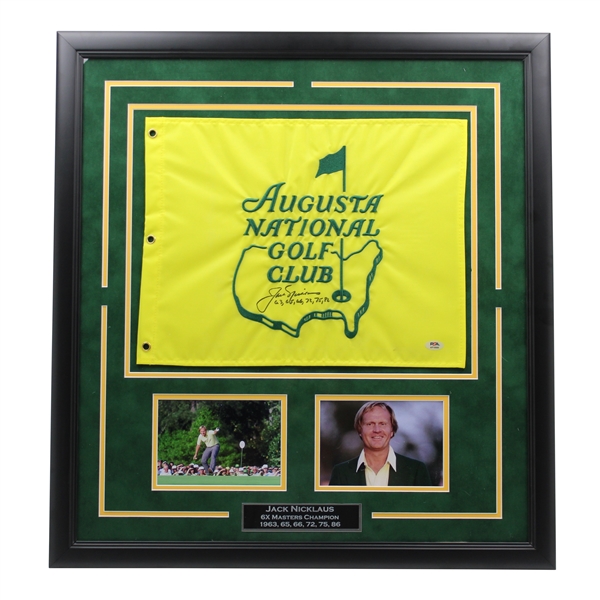 Jack Nicklaus Signed Augusta National GC Member Flag w/Years Won Display - Framed PSA #AP18988