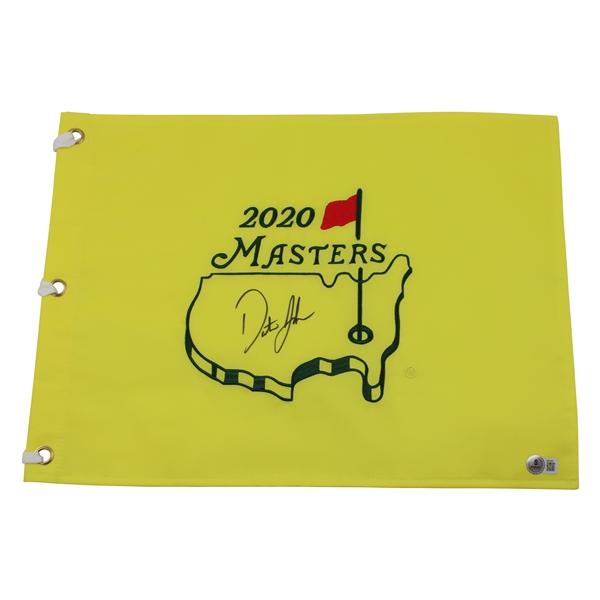 Dustin Johnson Signed 2020 Masters Tournament Embroidered Flag Beckett #BM63487