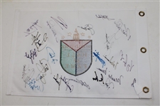 Nicklaus, Watson & Twenty-One (21) Others Multi-Signed World Golf Hall of Fame Embroidered Flag JSA ALOA