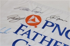 Nicklaus & Others Multi-Signed PNC Father Son Golf Challenge Embroidered Flag JSA ALOA