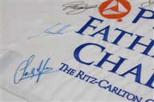 Nicklaus & Others Multi-Signed PNC Father Son Golf Challenge Embroidered Flag JSA ALOA