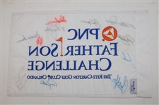 Nicklaus & Others Multi-Signed PNC Father Son Golf Challenge Embroidered Flag JSA ALOA
