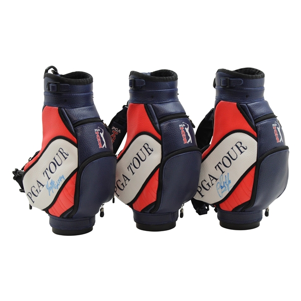 Larry Mize, Mike Weir & Sandy Lyle Signed PGA Tour Mini Golf Bags JSA ALOA