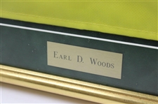 Rare Earl Woods Signed 2001 Masters Embroidered Flag Beckett #AB91536 - Framed