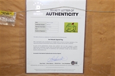 Rare Earl Woods Signed 2001 Masters Embroidered Flag Beckett #AB91536 - Framed