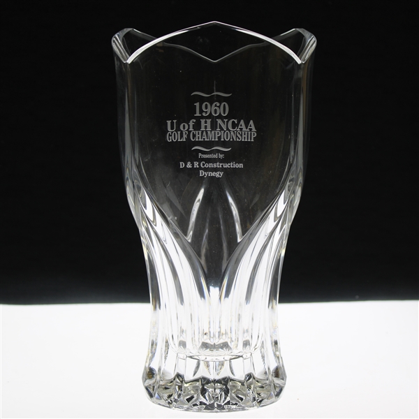 Jacky Cupits 1960 U of H NCAA Golf Championship Glass Trophy Vase