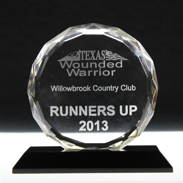 Jacky Cupits 2013 Texas Wounded Warrior Glass Runner Up Trophy