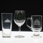 Three (3) Augusta National Golf Club & Masters Logo Glasses - Water, Wine, Coffee