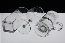 Three (3) Augusta National Golf Club & Masters Logo Glasses - Water, Wine, Coffee