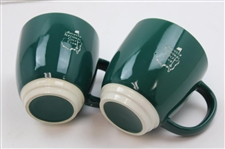 Two (2) Augusta National GC Green & Tan Ceramic Coffee Mugs