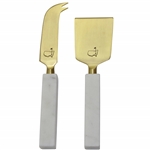 Masters Tournament Logo Gold Tone Marble Handled Pronged & Flat Charcuterie Knives