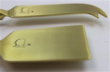 Masters Tournament Logo Gold Tone Marble Handled Pronged & Flat Charcuterie Knives