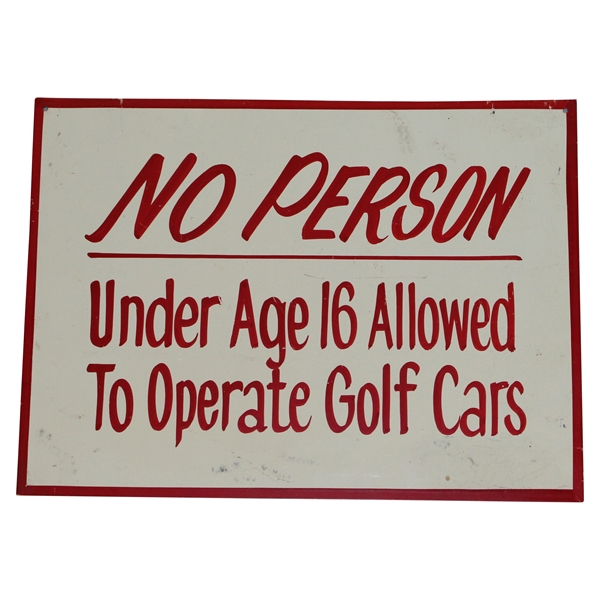 Classic No Person Under Age 16 Allowed To Operate Golf Cars Metal Sign
