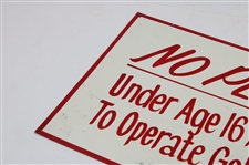 Classic 'No Person Under Age 16 Allowed To Operate Golf Cars' Metal Sign
