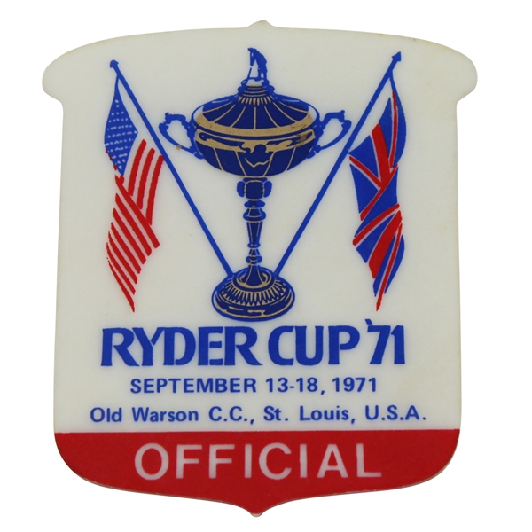 1971 Ryder Cup at Old Warson C.C. Official Badge