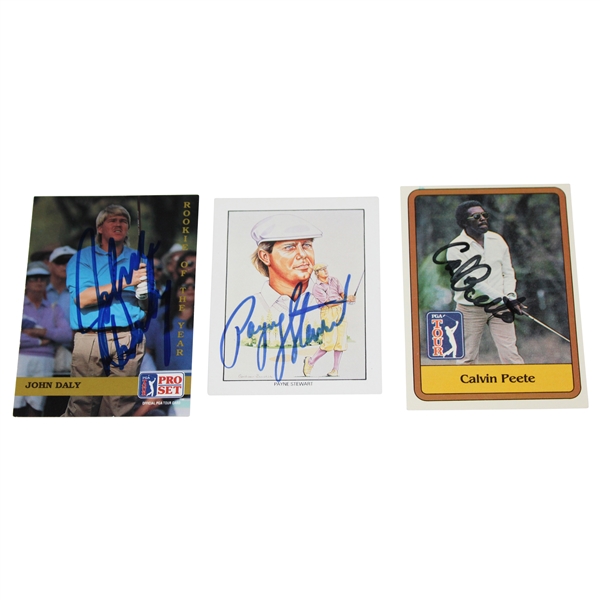 Payne Stewart, Calvin Peete & John Daly Signed 1991 Ryder Cup Gameplan Leisure Card