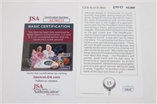 President Gerald Ford Signed Ltd Ed 1992 Mueller Enterprises Card #2410/10000 JSA #AC56155
