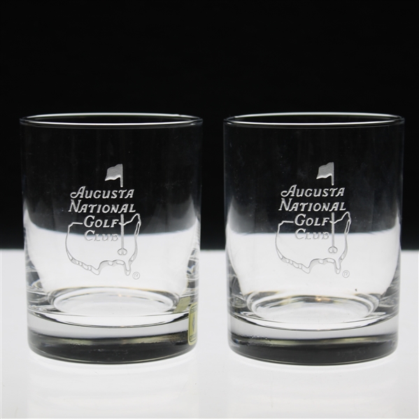 Two (2) Augusta National Golf Club Logo Rocks Glasses