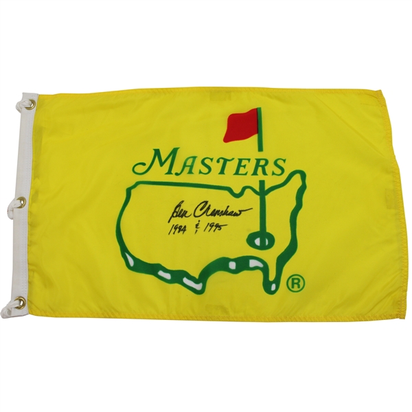 Ben Crenshaw Signed 1995 Masters Yellow with Green Logo Flag w/Dates JSA ALOA
