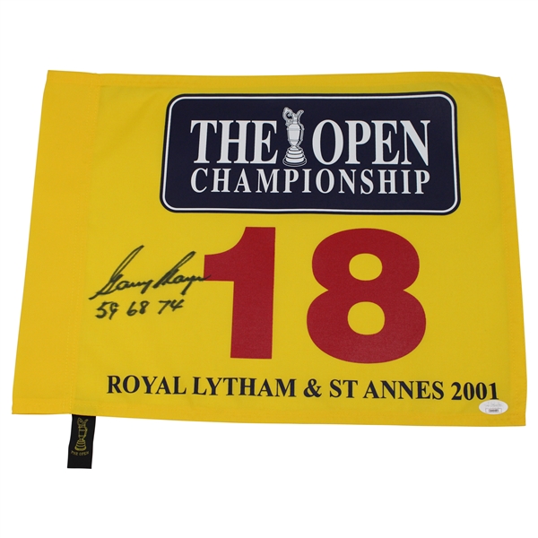 Gary Player Signed 2001 The OPEN at Royal Lytham & St. Annes Flag w/59 68 74 JSA #CB46485