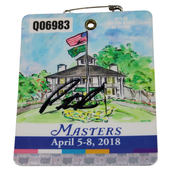 Patrick Reed Signed 2018 Masters Tournament SERIES Badge #Q06983 JSA ALOA