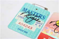 Nick Faldo Signed 1989, 1990, & 1996 Masters Tournament SERIES Badges JSA ALOA