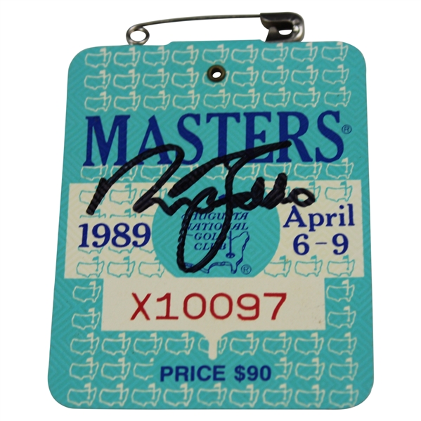 Nick Faldo Signed 1989 Masters Tournament SERIES Badge #X10097 JSA ALOA