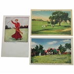 Three (3) Vintage Golf Postcards
