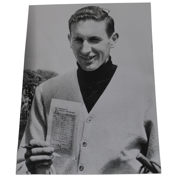 Bob Charles 1963 British Open Press Photo Holding 66 Score in Win