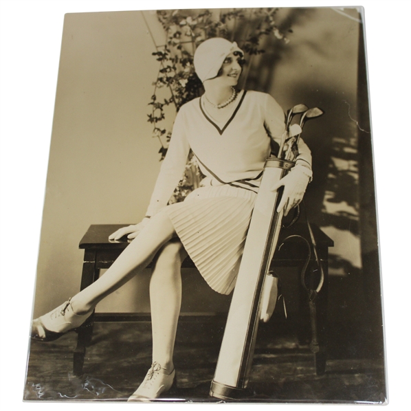 Original Photo Of Flapper Girl With Golf Bag