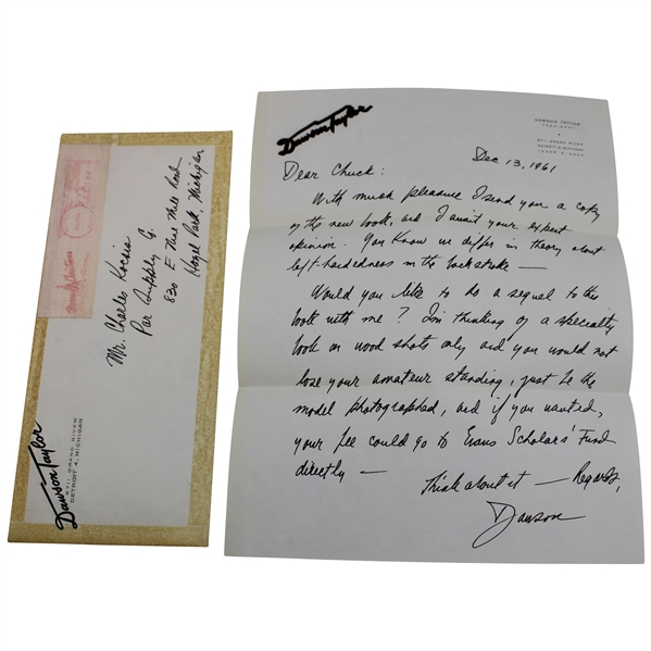 Dawson Taylor Letter To Chuck Kocsis About Doing A Book Together