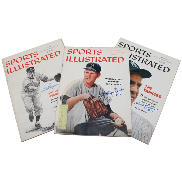 Whitey Ford, Hank Bauer & Gil Mcdougald Signed Sports Illustrated Magazines JSA ALOA