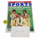 Meridith, Gifford & Cosell Signed 1980 Oct Inside Sports Cover Only & ABC Sports Button JSA ALOA