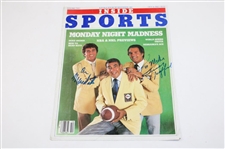 Meridith, Gifford & Cosell Signed 1980 Oct Inside Sports Cover Only & ABC Sports Button JSA ALOA