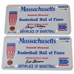 George Mikan & Bill Sherman Signed Ltd Ed Basketball Hall Of Fame License Plates #213 & #220/1750 JSA ALOA