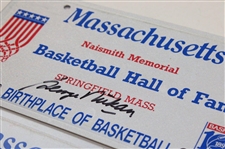 George Mikan & Bill Sherman Signed Ltd Ed Basketball Hall Of Fame License Plates #213 & #220/1750 JSA ALOA