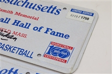 George Mikan & Bill Sherman Signed Ltd Ed Basketball Hall Of Fame License Plates #213 & #220/1750 JSA ALOA