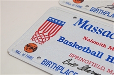 George Mikan & Bill Sherman Signed Ltd Ed Basketball Hall Of Fame License Plates #213 & #220/1750 JSA ALOA