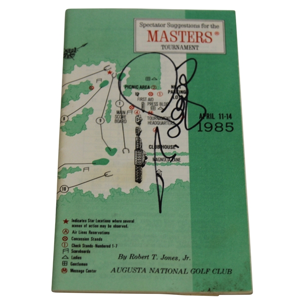 Bernhard Langer Signed 1985 Masters Tournament Spectator Guide JSA ALOA