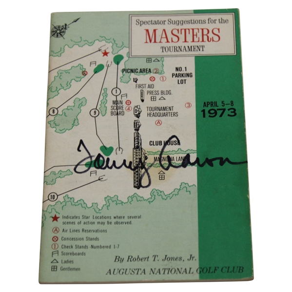 Tommy Aaron Signed 1973 Masters Tournament Spectator Guide JSA ALOA
