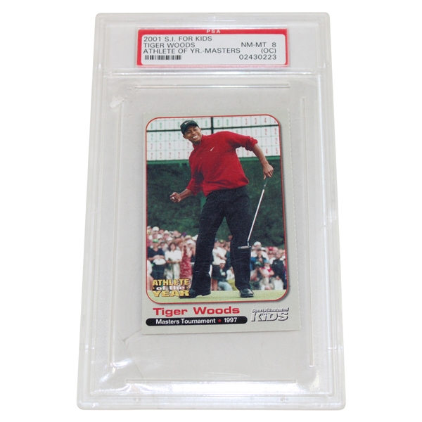 2001 Sports Illustrated For Kids Tiger Woods Athlete Of The Year Masters Card PSA NM-MT 8 #02430223