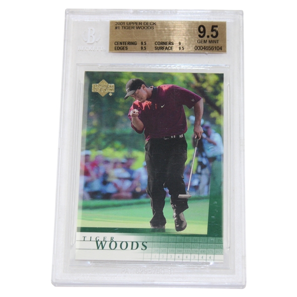 2001 Upper Deck #1 Tiger Woods Card Beckett Gem MINT 9.5 #0004656104