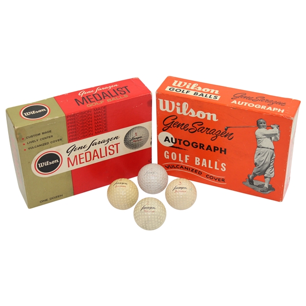 Wilson Gene Sarazen Autograph Golf Ball Box, Gene Sarazen Medalist Wilson Golf Ball Box & (4) Golf Balls